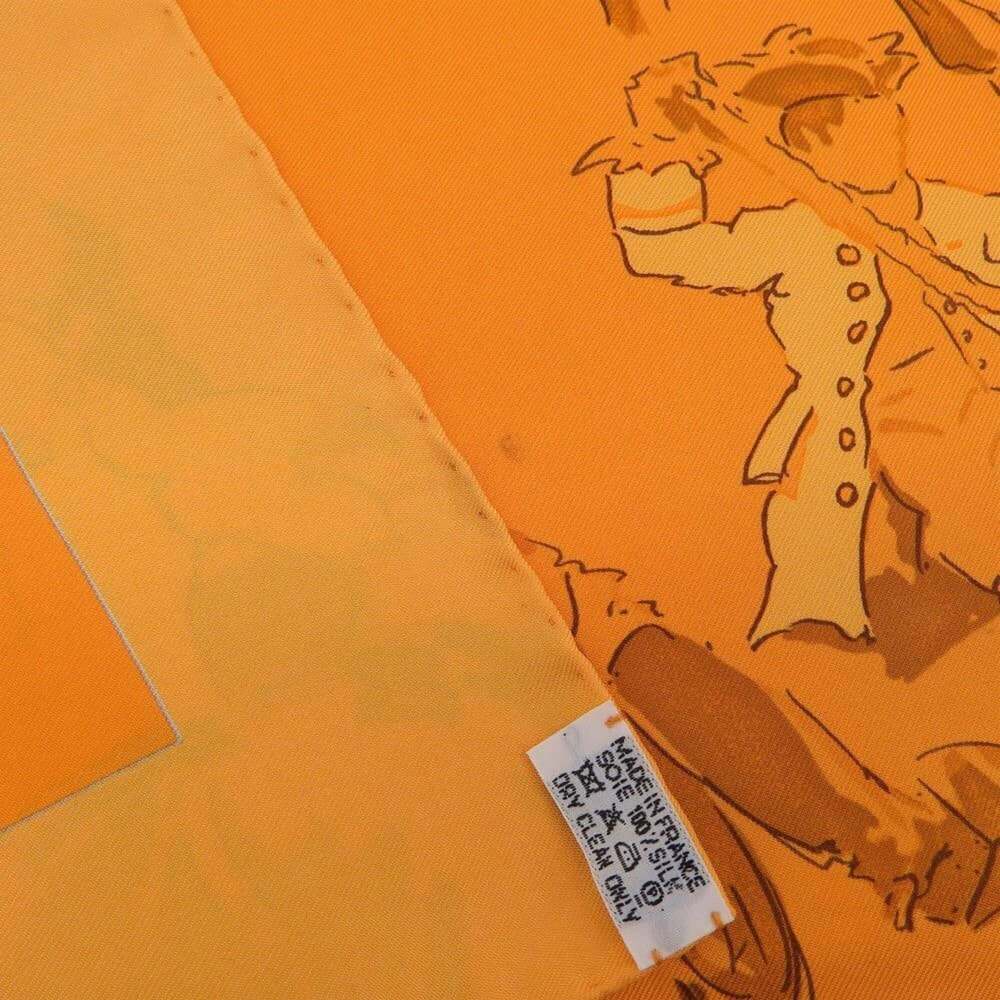 HERMES Orange Silk Scarf - Picture 5 of 7